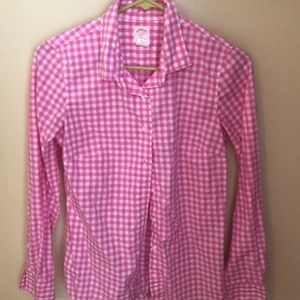 J Crew Pink Gingham Button Down